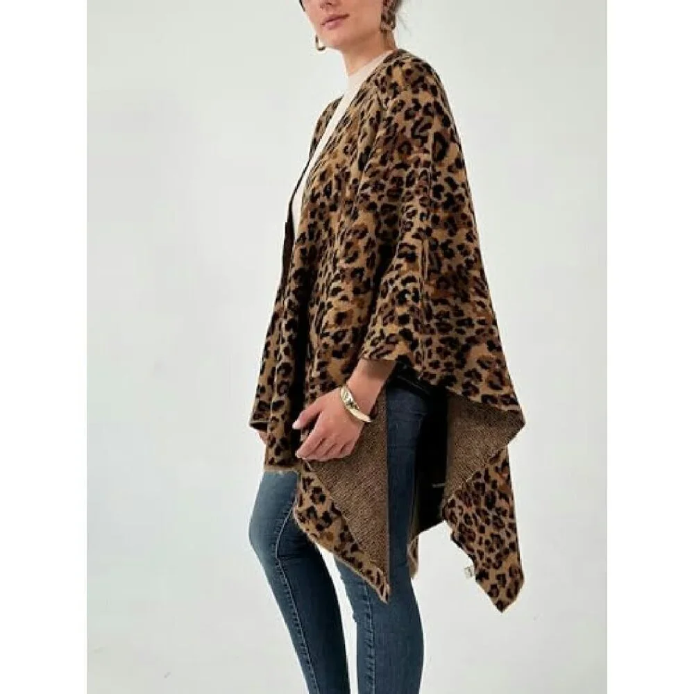 Women's Shawl Wrap Poncho Ruana Cardigan Open Front Sweater Cape